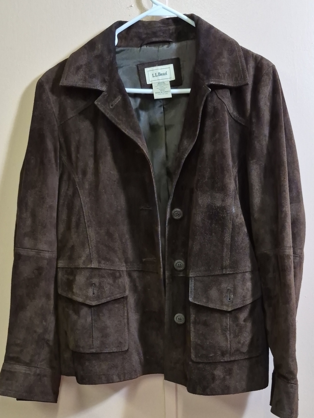L.L. Bean Vintage Women's Brown Suede Leather Utility Barn Jacket Field Coat M